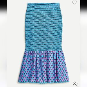 J.Crew Smocked Skirt in Layered Floral Block Print Size 4